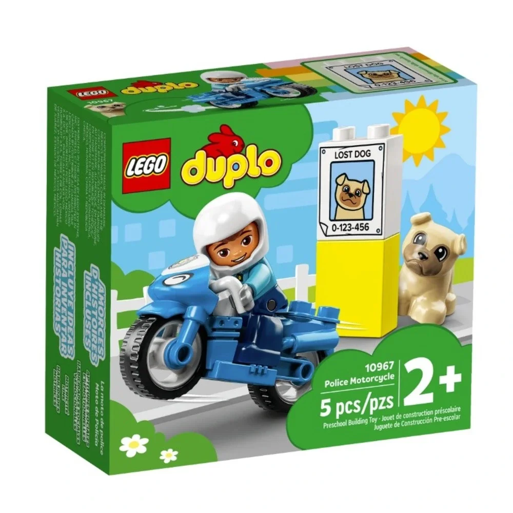LEGO Duplo Police Motorcycle 10967 Building Toy Set‎ 5 Pieces for Toddlers 2+